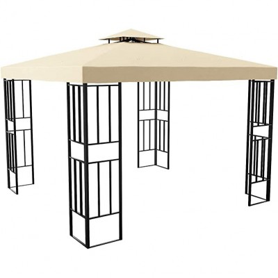 10 x 10 ft Outdoor Canopy Gazebo,Vented Double Roof Garden Tent with Steel Frame for Patio, Backyard, Deck,BBQ