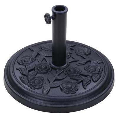 Patio Parasol Outdoor Umbrella Holder Stand Base Rose Antique Finish Garden Market Round Umbrella Resin Base