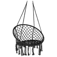 Comfortable Sturdy Hammock Chair with Hanging kit Hanging Knitted Mesh Cotton Rope Macrame Swing for Indoor and Outdoor Use