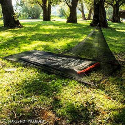 Outdoor Single Mosquito Camping Insect Net with Carry Bag, Compact and Lightweight, Fits Sleeping Bags, Bed, Tent