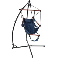 Outdoor Durable Hanging Hammock Chair Swing and "X" Stand Set Hammock Cotton Rope Chair With Stand