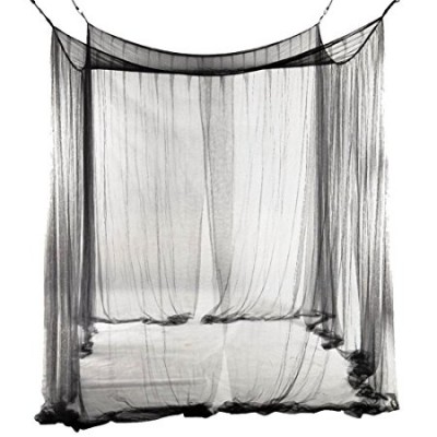 Black 4 Corners Post Bed Canopy Twin Full Queen King Mosquito Net for Full Queen King Bedding