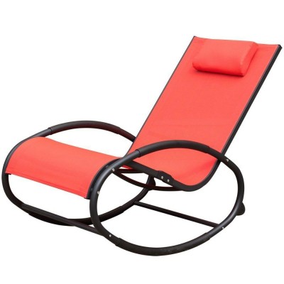 Outdoor Orbital Zero Gravity Folding Rocking Patio Lounge Chair with Pillow