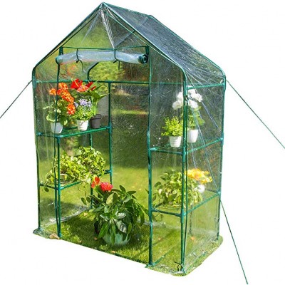 Outdoor Small Portable Walk-in Gardening Portable Steeple Greenhouse with PVC Fabric Covering Green Plant Insulation Family