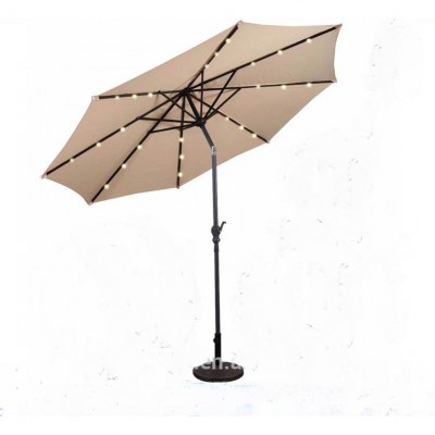 8ft-9ft-10Patio Solar Umbrella LED Light Waterproof Market Umbrella Aluminum Crank Tilt Outdoor Beach umbrella with led