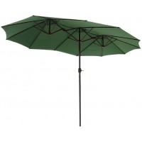 15 ft Market Outdoor Umbrella Twin Double-Sided Steel Table Patio Umbrella with Crank